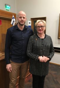 Vuoden 2017 puheenjohtaja Aleksi Jäntti ja varapuheenjohtaja Anneli Taina.
